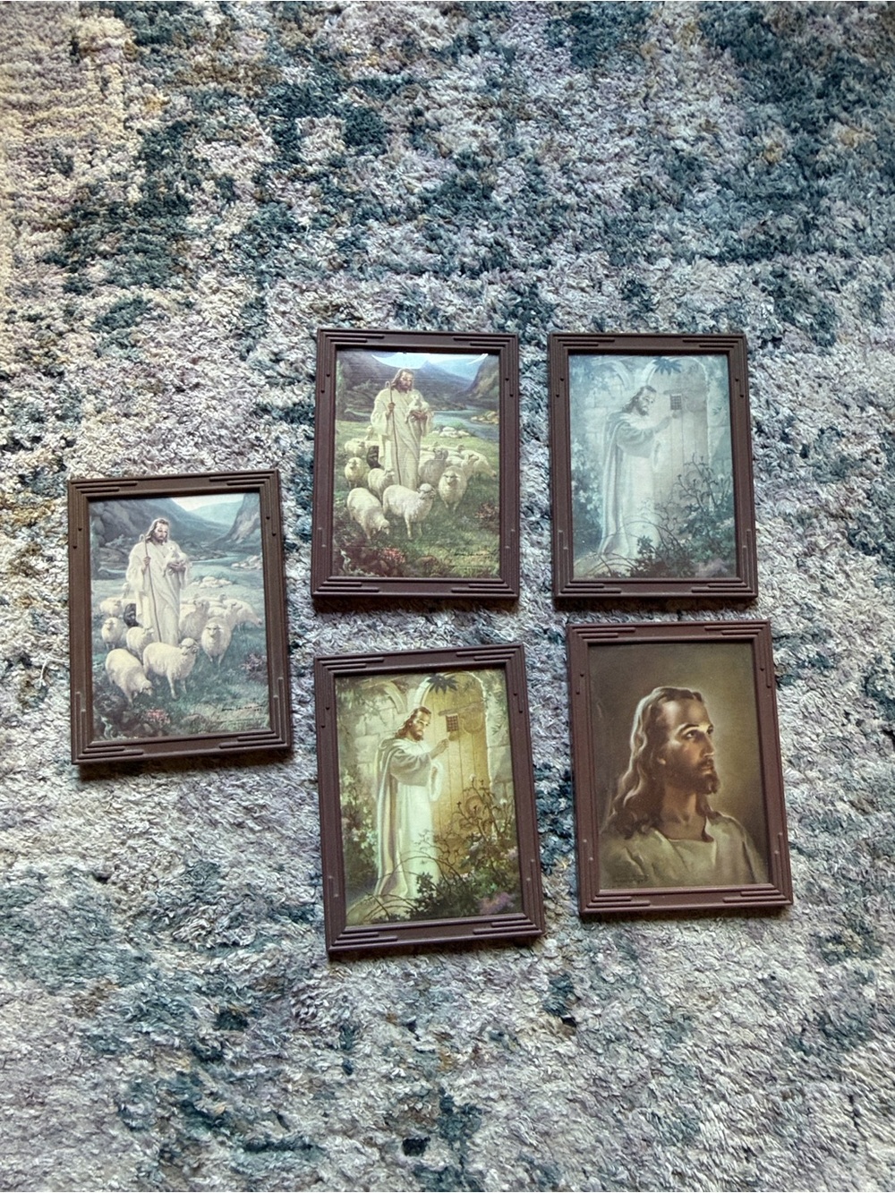 Vintage Miniature Religious Jesus Pictures Framed Lot